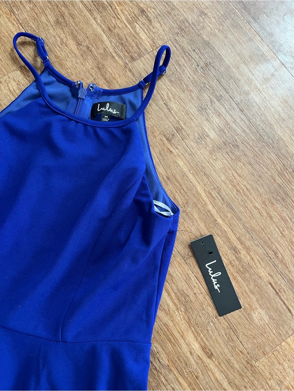 NWT Lulus Royal Blue Halter Skater Dress Size M - Picture 3 of 4